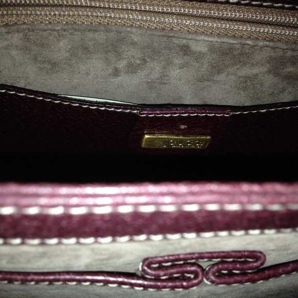 NWT!! VTG. RARE Leather & SUEDE Wine shoulder Bag - Picture 6 of 8